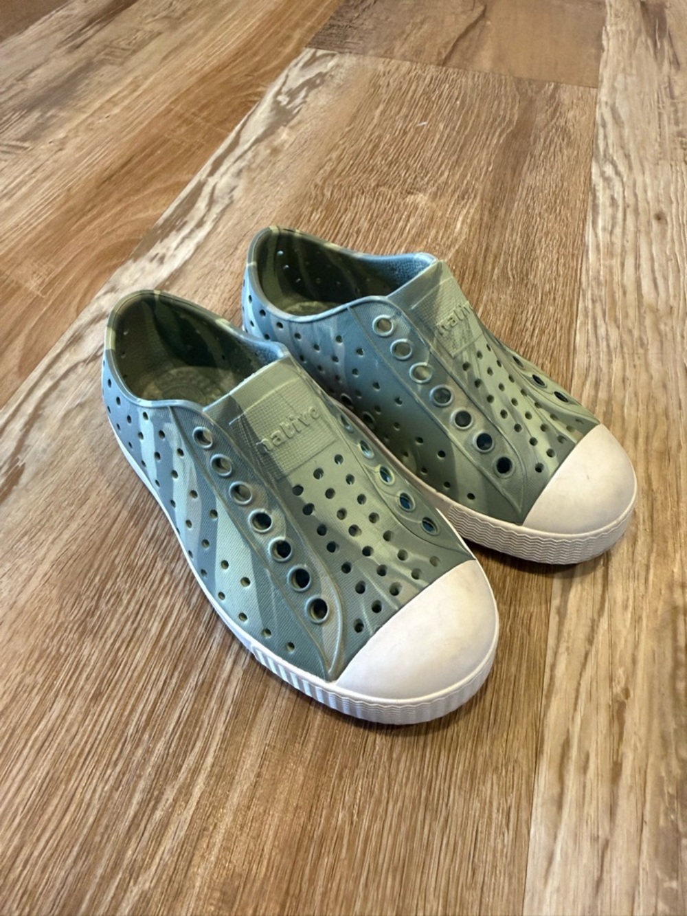 Native Slip-On Sneakers in Sage and White
